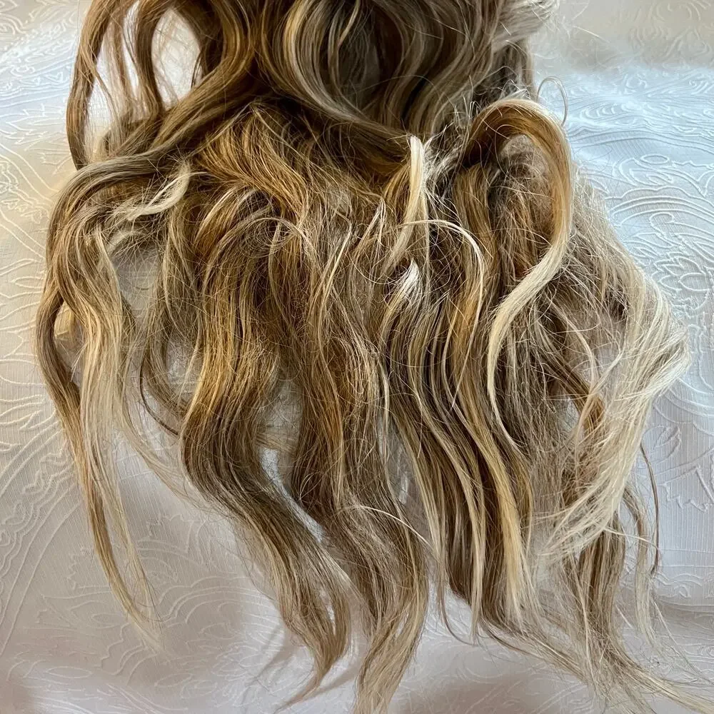 Long Wavy Brown Dark Roots Ombre Blonde Highlights Everyday Cosplay Wig